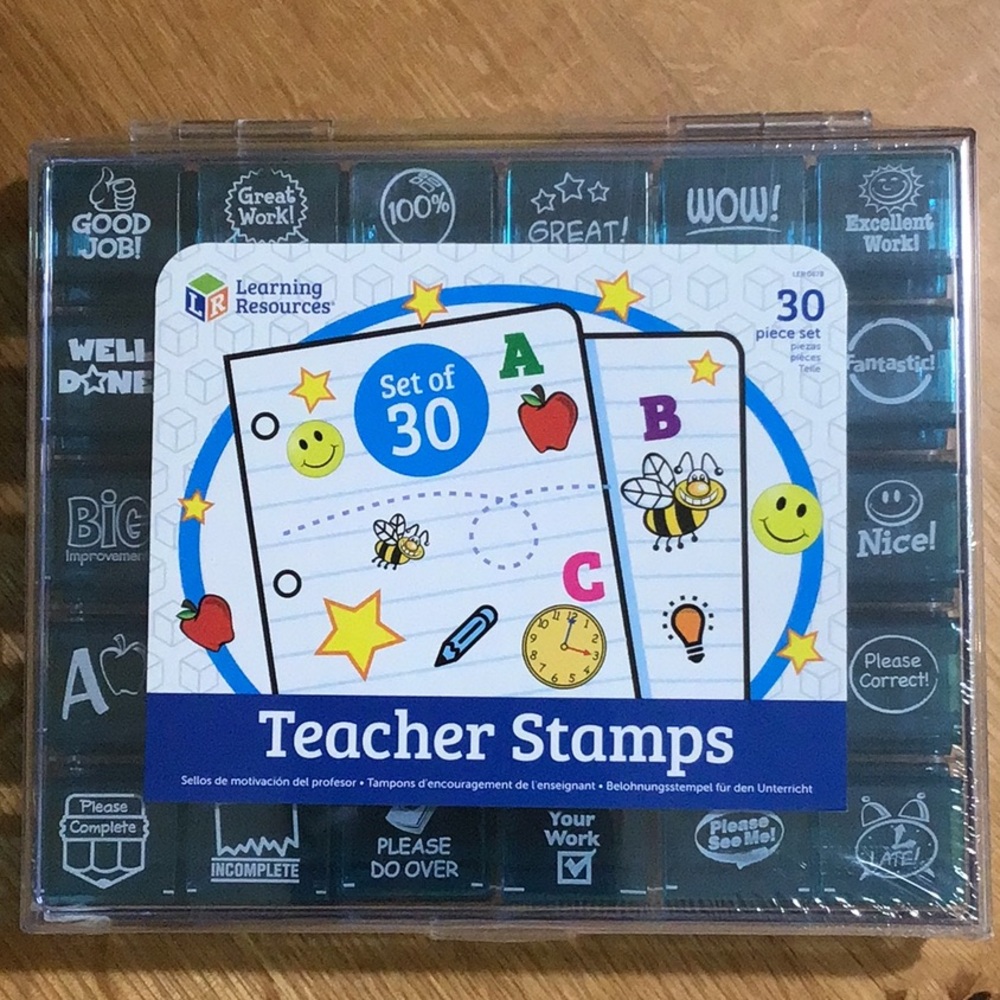 NWT set of 30 Teacher Stamps with Case